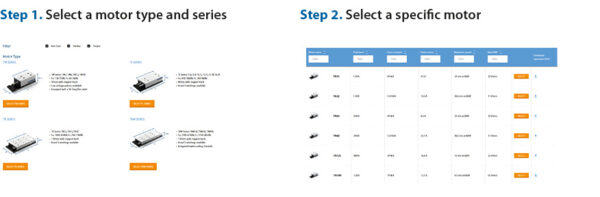 Motor simulation tool Steps 1 and 2